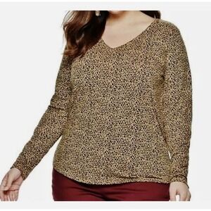 Evri‎ Relaxed Fit Super Soft Pullover Animal Print Blk Brown Everyday Tee 2x #2